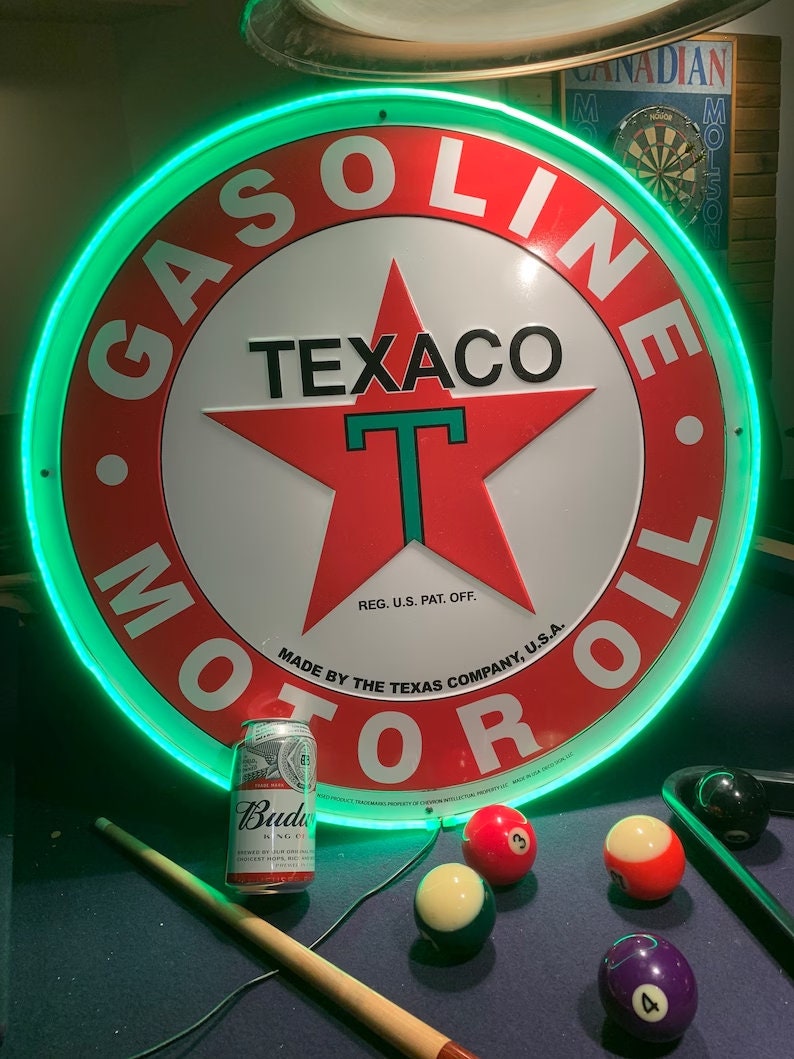 Texaco, Huge Metal Sign, Comes With a Neon Sign Frame U Pick the Color ...