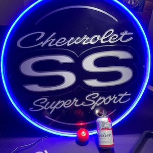 Chevy SS super sport, Huge Metal sign, Comes with a Neon sign frame U pick the Color, Garage, Games Room, Man Cave, Gift, Bar, American Made
