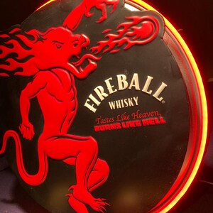 Fireball whisky, Metal sign, Comes with a Neon sign frame U pick the Color, Garage, Games Room, Man Cave, Gift, Bar, image 7