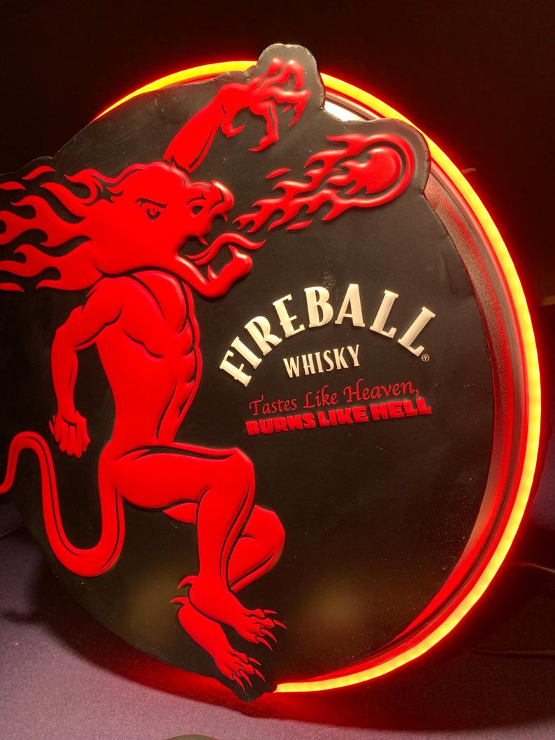 Fireball whisky, Metal sign, Comes with a Neon sign frame U pick the Color, Garage, Games Room, Man Cave, Gift, Bar, image 7
