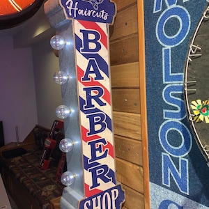 Barbershop, Barber, Barber Poll, Metal double sided Marquee LED Wall Sign, Garage, Games Room, Man Cave, She Shack, Gift, Neon Sign, Room