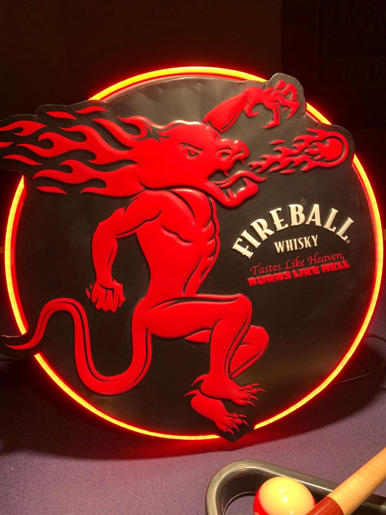 Fireball whisky, Metal sign, Comes with a Neon sign frame U pick the Color, Garage, Games Room, Man Cave, Gift, Bar, image 6
