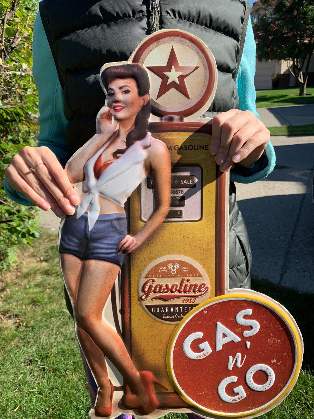 VINTAGE PIN UP GIRL ROUTE 66 Decal Sticker Vintage Man Cave Hot Rod