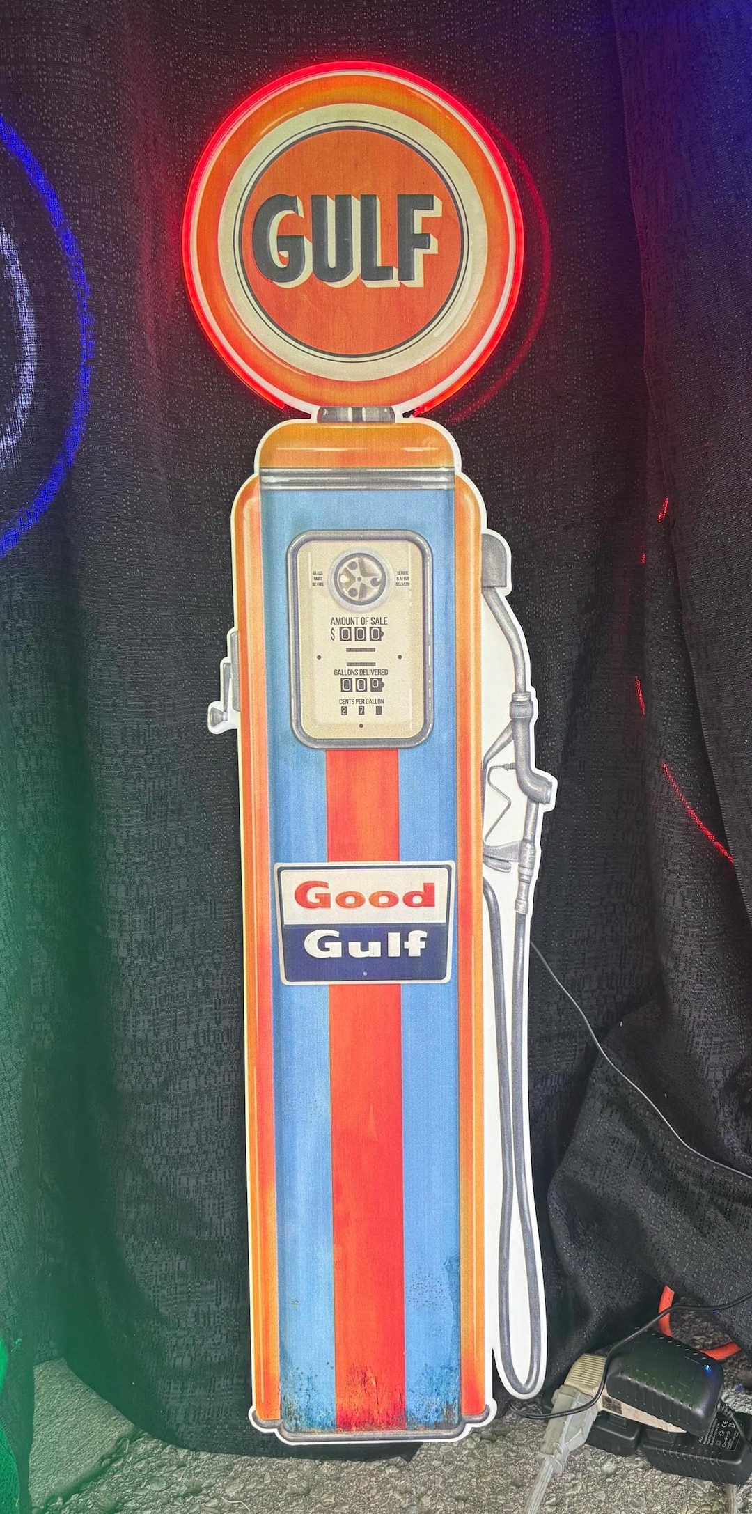 Gulf Oil Gas Pump 4 Feet Tall With a Neon Dome, Garage , Metal Sign ...