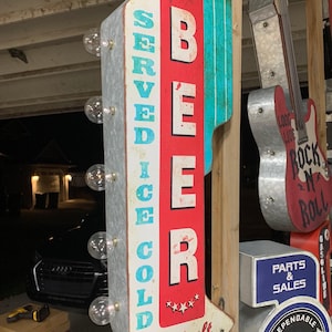 Ice Cold Beer,Metal double sided Marquee LED Wall Sign, Garage, Patio, Bar, Games Room, Man Cave, She Shack, Gift, Neon Sign, Room