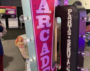 Arcade, Metal double sided Marquee LED Wall Sign, Garage, Patio, Bar, Games Room, Man Cave, She Shack, Gift, Neon Sign, Room