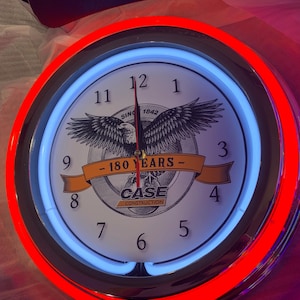 Case IH Case, Tractor, vintage style, Garage , 16&quot; Double Neon clock, games room, bar, dinner, patio, gift,  real glass neon