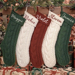 Personalized Knitted Christmas Stocking: Embroidered Family Holiday Decor, 2025 Name Stockings