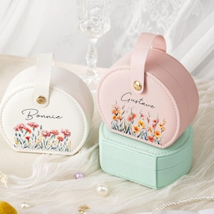 Custom Birth Flower Jewelry Box: Personalized Travel Case