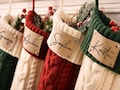 Personalized Family Patch Stockings: Knitted Christmas Stocking with Leather Patch