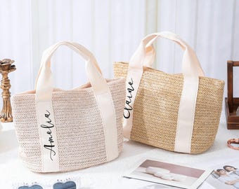 Personalized Bridesmaid Beach Bag,Bridesmaid Beach Tote,Custom Beach Bag,Small Burlap Bag,Burlap Jute Tote Bags,Straw Bag,Wedding Gift Bag