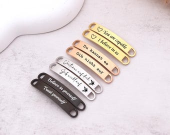 Adornos personalizados para cordones de zapatillas de running, etiquetas de identificación de acero inoxidable para cordones, regalo para el día de la carrera, regalo para grupos de corredores, par grabado