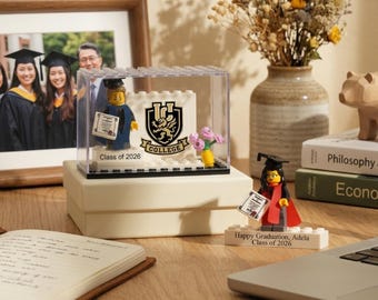 Personalized Class of 2026 Keepsake Custom Graduation Mini Figure with Display Gift Custom School Logo Photo Name