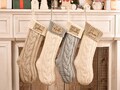 Christmas Leather Patch Stocking,2024 Family Christmas Stockings,Christmas Stockings With Name,Holiday Stockings,Knitted Christmas Stockings