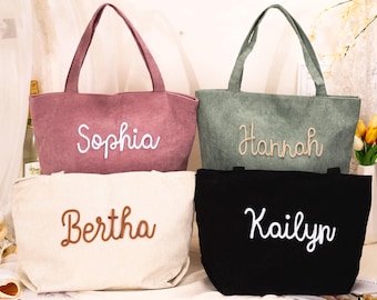 Custom Corduroy Tote, Embroidered Corduroy Bag, Everyday Essential & Weekender, Bridesmaid Gift for Her