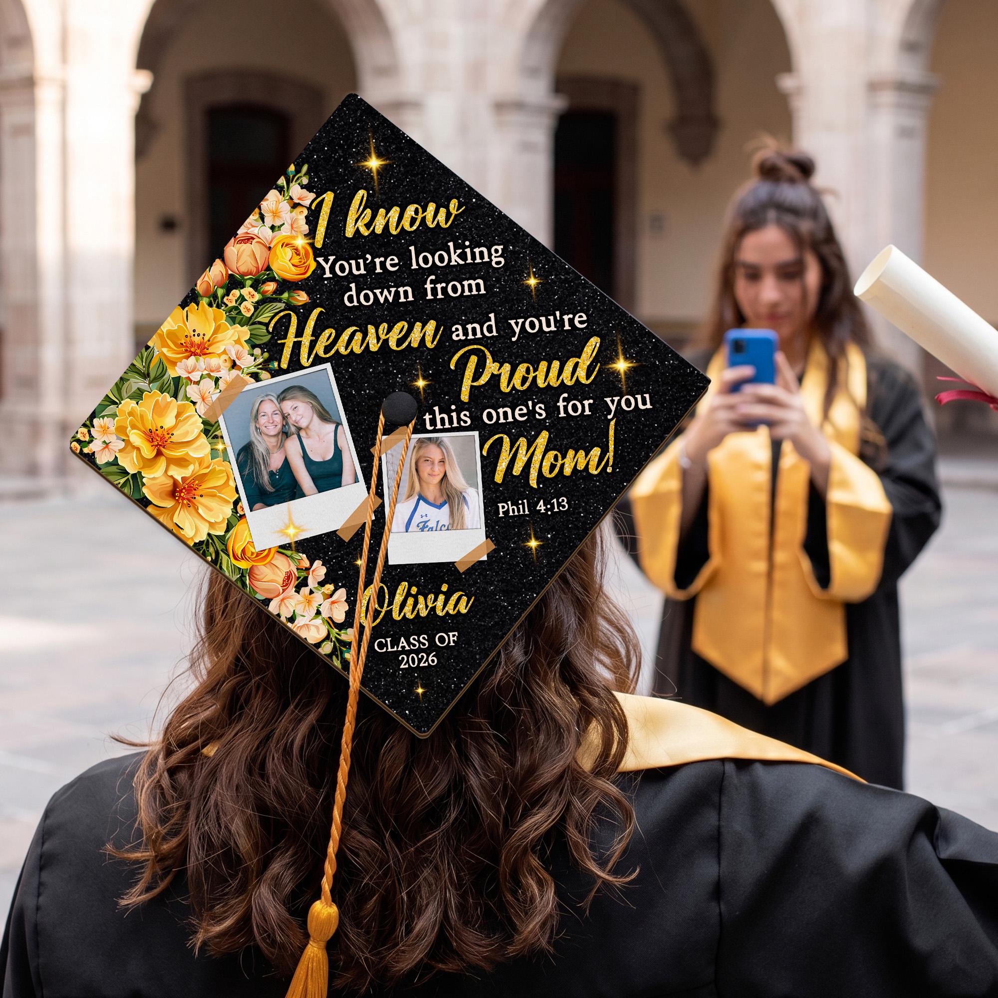 Personalized Graduation Cap Topper Memorial Mom in Heaven, Custom Photo ...
