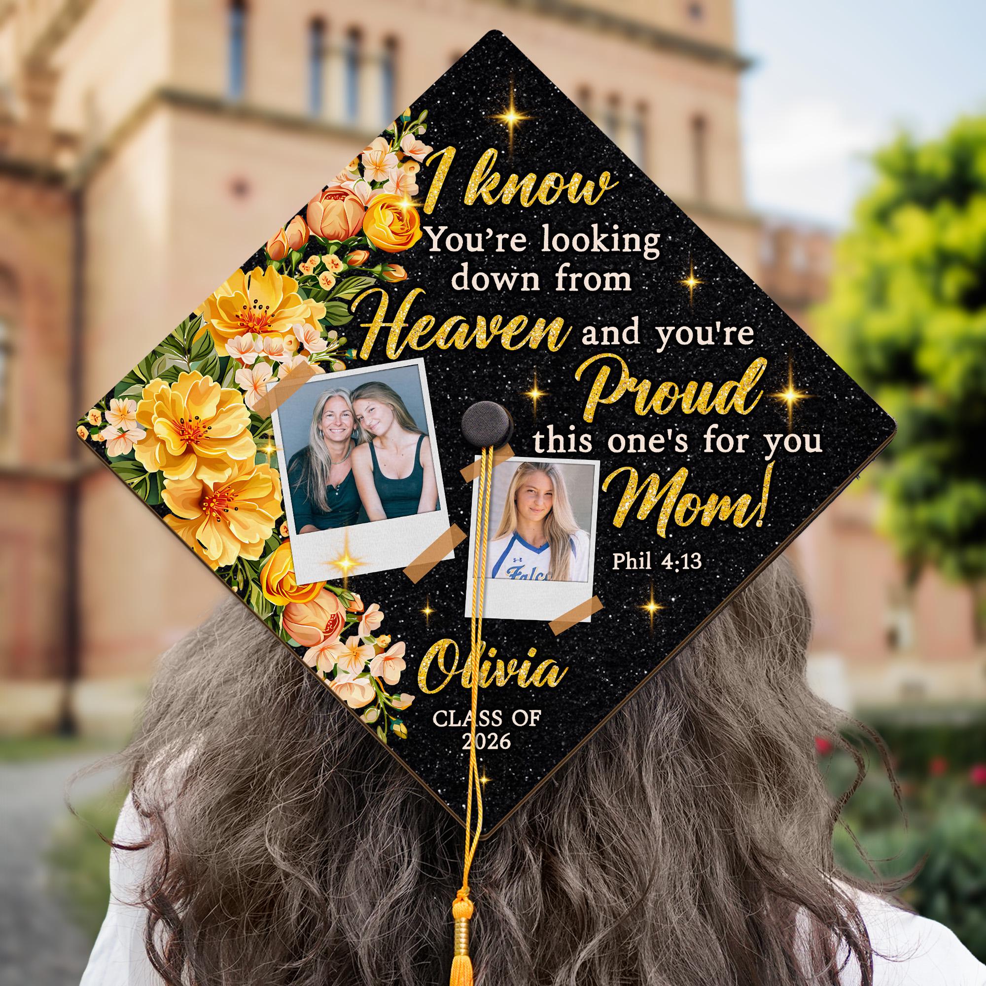 Personalized Graduation Cap Topper Memorial Mom in Heaven, Custom Photo ...