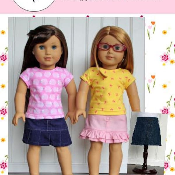 18 inch doll clothes sewing pattern NEW Lindsay Skirt and T-shirt 18" doll clothing Easy to Sew Sewing Pattern  PDF  instant download