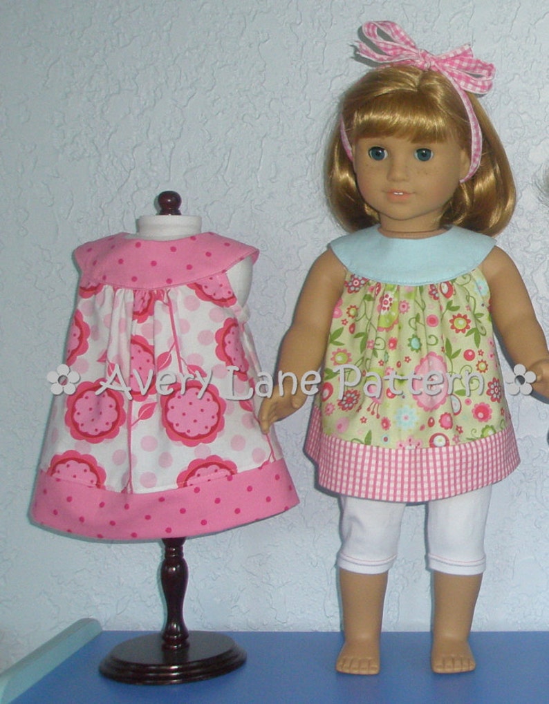 18 Doll clothes pattern Amanda Dress and Top Boutique doll sewing Pattern Avery Lane Designs 18 inch size doll PDF Pattern image 2