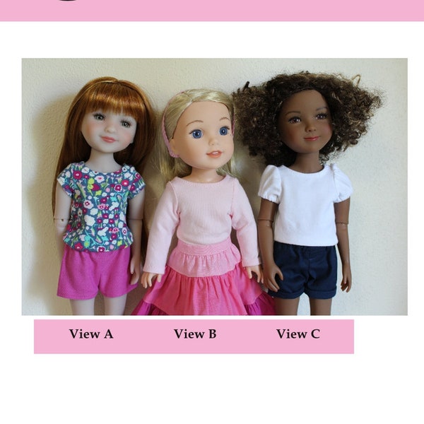Modern T-shirts sewing pattern for 14" - 15" Dolls