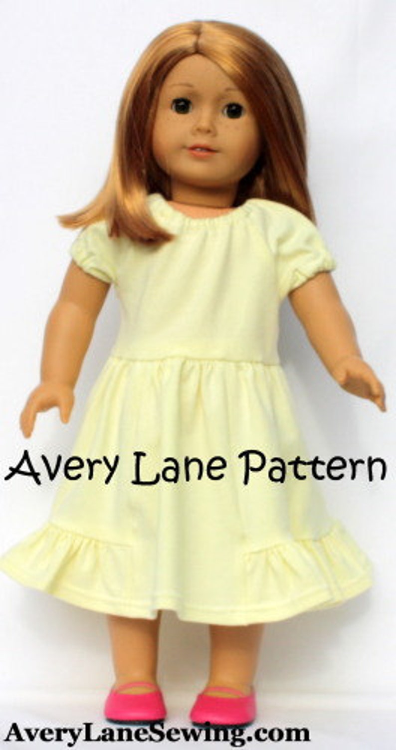 18 inch doll clothing pattern Gwen Dress short and 3/4 sleeves 18 doll clothes Modern Sewing Pattern PDF image 3