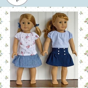 18 inch doll clothes sewing pattern Ava Skirt and Top 18" doll clothing Sewing Pattern  PDF instant download