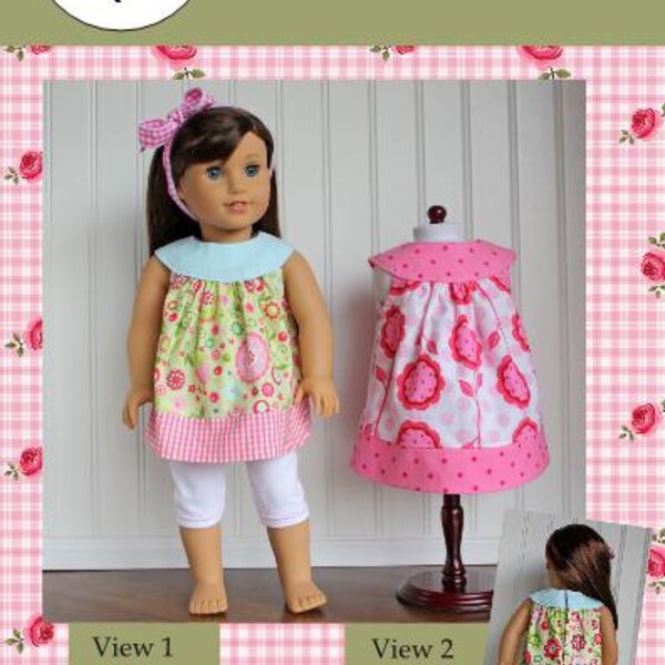 18"  Doll clothes pattern Amanda Dress and Top Boutique doll sewing Pattern  Avery Lane Designs 18 inch size doll Paper Pattern