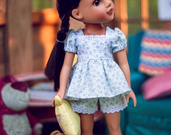 Sample Sale 14-15 inch Doll PJ Set and Slippers from Doll Studio Boutique