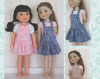 New! Mia Modern Overall Dress sewing pattern for 14" - 15" Dolls