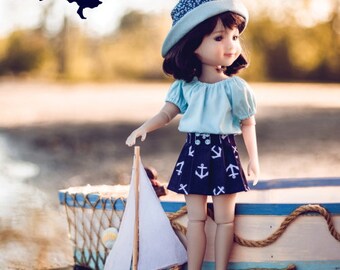 Sample Sale 14-15 inch Doll Skirt Blouse and Hat  from Doll Studio Boutique