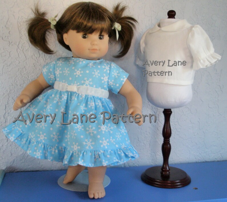 15 inch doll clothes pattern Lily Bubble Dress and Top Doll image 1