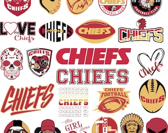 24 file,Chiefs svg,Chiefs png,Chiefs bundle,logo I Cup, Tshirt, Clip Art, Cricut / Formati;svg,png,pdf,File a strati,Download immediato