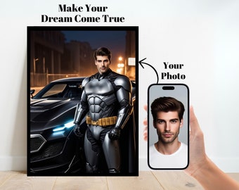 Personalized Superhero Portrait,Custom Superhero Portrait,Superhero Portrait Gift,Gift For Boyfriend,Gift For Husband,Gift For Father,Gift