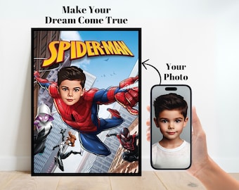 Personalized Spiderman Superhero Portrait,Custom Spiderman Portrait,Spiderman Backdrop,Spiderman Birthday,Spiderman Invitation,Spidermn Gift