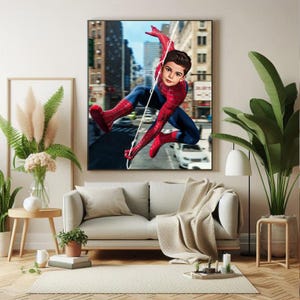 Personligt Spider-Man superhjälteporträtt, anpassat Spiderman-porträtt, Miles Morales Spiderman-födelsedag, Spider-Man-bakgrund, Spider-Man-present bild 7