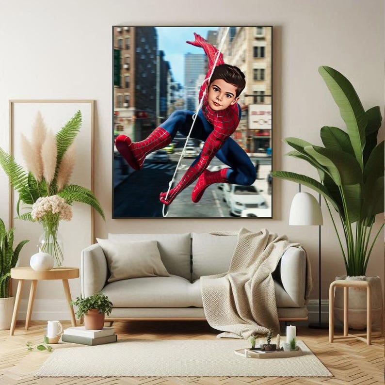 Personligt Spider-Man superhjälteporträtt, anpassat Spiderman-porträtt, Miles Morales Spiderman-födelsedag, Spider-Man-bakgrund, Spider-Man-present bild 7