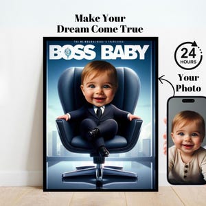 Personalisierte Boss Baby Portrait,Boss Baby Geburtstag Kulisse,Boss Baby Geburtstagseinladungskarte,Boss Baby Geschenk,Benutzerdefinierte Kulisse, Geschenk für Baby