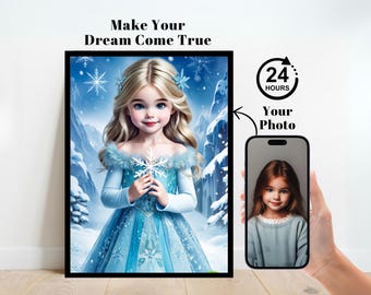 Personligt Elsa-porträtt, Anpassat Frost Elsa-porträtt, Elsa födelsedagsbakgrund, Elsa födelsedagsfest, Elsa inbjudningskort, Elsa-present, Elsa-affisch