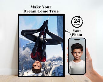 Personalized Spiderman Superhero Portrait,Custom Spiderman Portrait,Spiderman Backdrop,Spiderman Birthday,Spiderman Invitation,Spidermn Gift