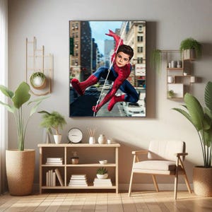 Personligt Spider-Man superhjälteporträtt, anpassat Spiderman-porträtt, Miles Morales Spiderman-födelsedag, Spider-Man-bakgrund, Spider-Man-present bild 8