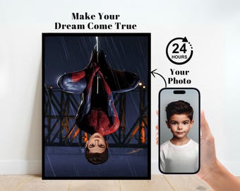 Personalized Spiderman Superhero Portrait,Custom Spiderman Portrait,Spiderman Backdrop,Spiderman Birthday,Spiderman Invitation,Spidermn Gift