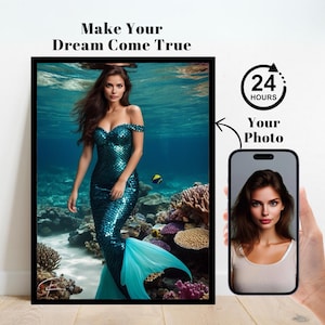 Meerjungfrau Portrait,Meerjungfrau Portrait,Meerjungfrau Portrait,Personalisiertes Meerjungfrau Portrait,Geschenk für Freundin,Geschenk für Sie,Meerjungfrau Poster,Ideales Geschenk