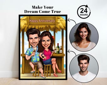 Personalized Anniversary Caricature for Couple,Anniversary Cartoon,Gift,Wedding Caricature From Photo,Wedding Portrait,Gift for Couple,Gift