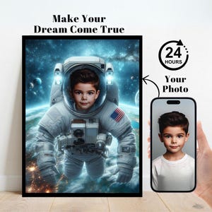 Personalized Astronaut Kid Portrait,Astronaut Kid Portrait,Custom Astronaut Kid Portrait,Astronaut Birthday Backdrop, Astronaut Invitation