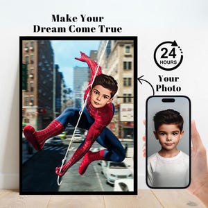 Personligt Spider-Man superhjälteporträtt, anpassat Spiderman-porträtt, Miles Morales Spiderman-födelsedag, Spider-Man-bakgrund, Spider-Man-present bild 1