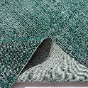 Handmade Green Oushak Rug: Vintage Turkish Wool Area Rug (4.4x8.8 Ft)