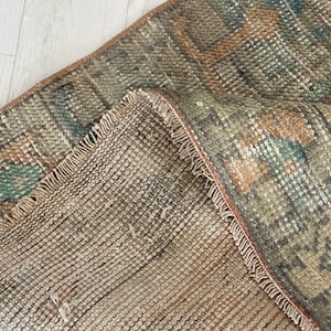 Vintage Oushak Wool Runner Rug: 2.7x8.1 Ft Turkish Home Decor
