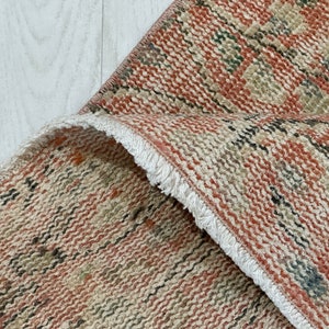 3x6 Red Green Blue Turkish Vintage Runner, Handmade Oushak Living Room Bedroom Kitchen Kids Entry Natural Wool Rug,Home Decor, 2.6x5.8 Ft