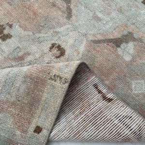 Faded Oushak Wool Runner Rug: Vintage Turkish Hallway Rug (2.7x8.6 Ft)