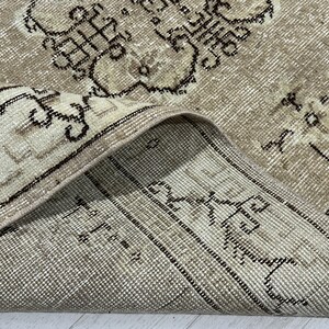 Handmade Wool Oushak Rug: 4x7 Vintage Turkish Rug